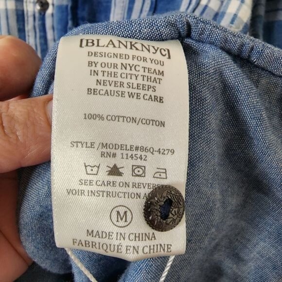 BlankNYC Plaid Button Up in You Oughta Know Women's Size Medium New With Tags - Picture 7 of 8